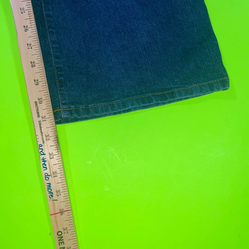 Adolfo Womens Dark Wash Linen Blend Bootcut‎ Jeans Front Flap Pockets Size 20